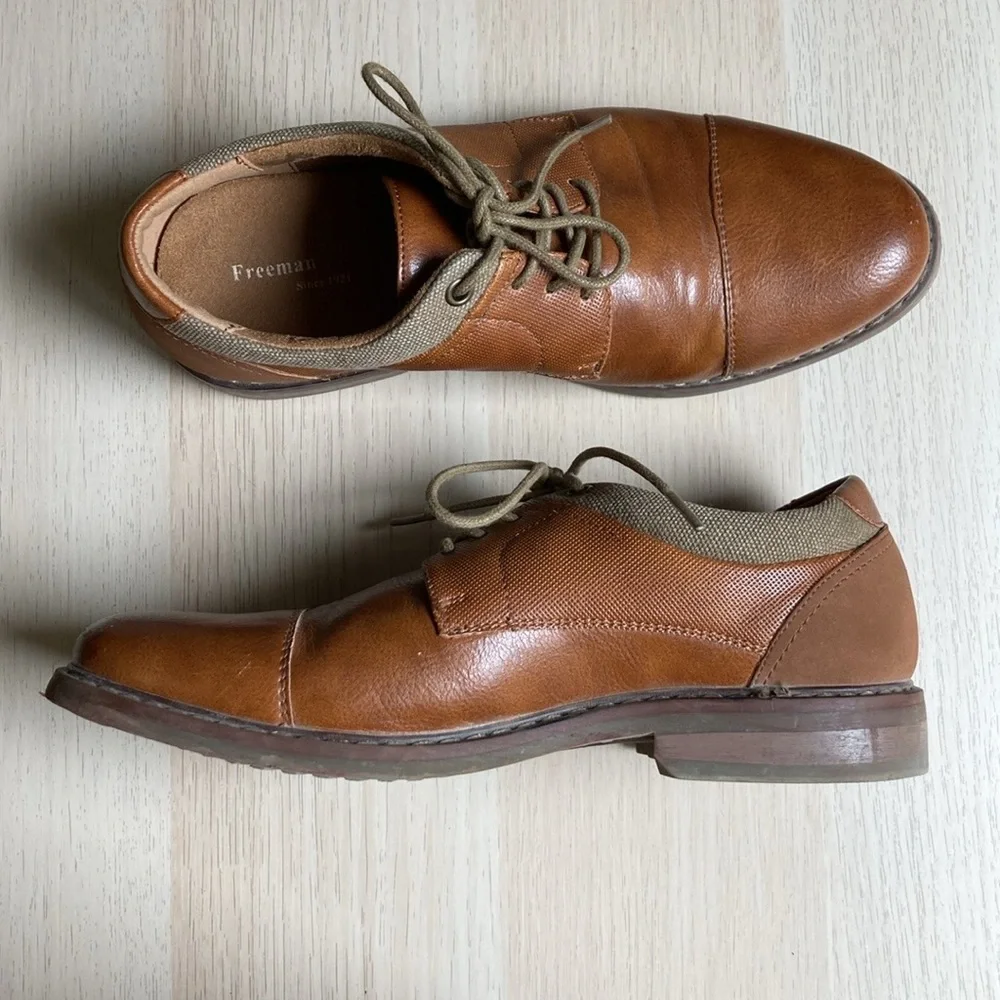 Boys' Freeman Kids Randy Dress Shoes in Tan Size 3 - Medium Lace Up Fall Wedding